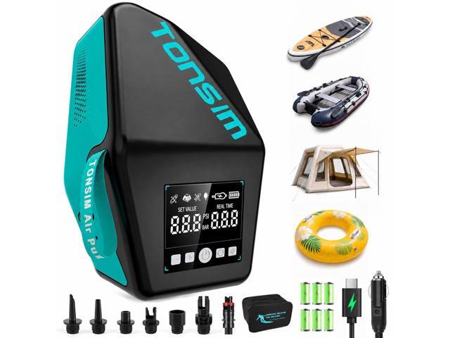 Electric Paddle Board Pump Rechargeable 20 PSI, 15600mAh Cordless SUP Pump with 4 Modes, Dual-Stage Inflation & Deflation, Auto-Off, 12V DC Car.