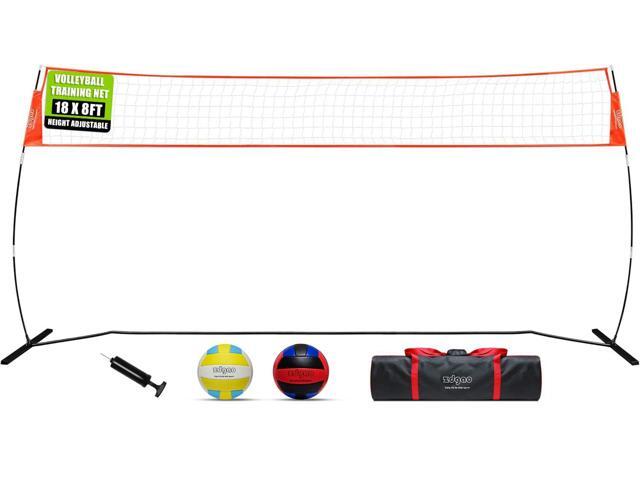 12FT/18FT Portable Volleyball Net with Height Adjustable Poles System Indoor & Outdoor Freestanding Practice Net, PU Volleyball, Carry Bag for...