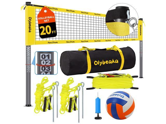 20ft / 32ft Portable Outdoor Volleyball Net Set for Backyard Beach Grass with Heavy Duty 1.25' Adjustable Poles, 28-Ply PE Net, PU Volleyball &...