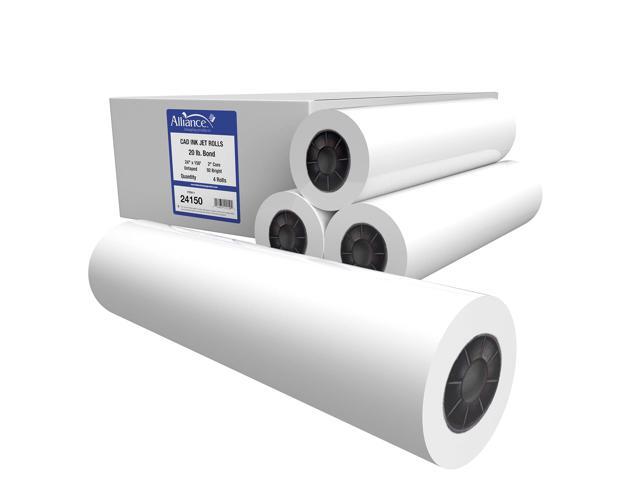 Wide Format Paper 24' x 150' CAD Bond Rolls (20lb 4 Rolls, 24 In x 150 Ft 2' Core)