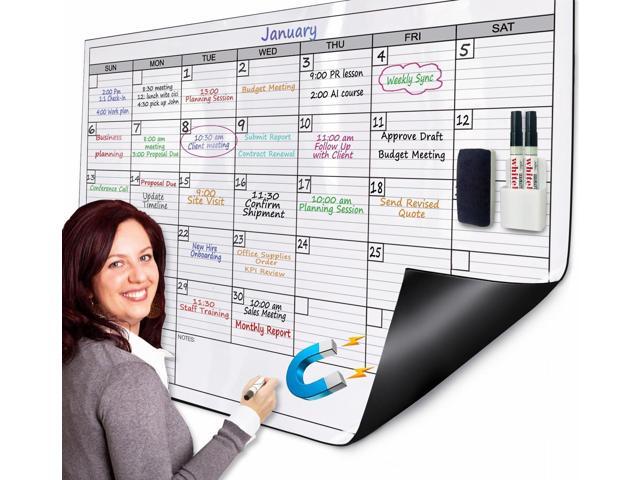 Large Magnetic Dry Erase Calendar for Wall, 38' x 50' Jumbo Monthly Planner, White Board Calendar for Office, Dual-Sided Magnetic Reusable