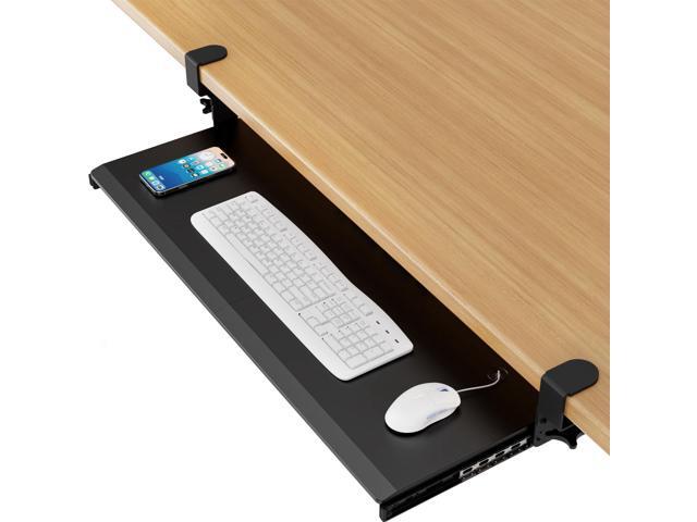 Keyboard Tray Under Desk Pull Out with 3 Height Adjustable Extra Sturdy C Clamp Mount System, 32.8 (38 inch Including Clamps) x 12 Inch Slide-Out.