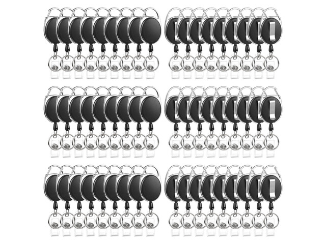 80 Pack Retractable Badge Reels with Carabiner for Id Cards and Keys Heavy-Duty Plastic And Metal, 25.5 In Retractable Cord, Clip For Belt Or...
