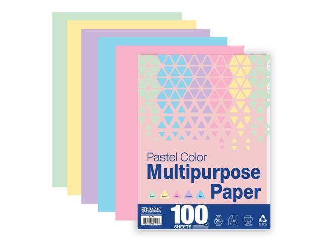 Pastel Multipurpose Paper, 8.5 x 11 in, 100 Sheets, 12-Case 20 lb (75 gsm), 100 sheets in 5 colors, 100% recycled, laser and inkjet compatible