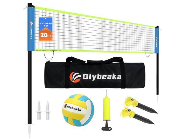 20FT Outdoor Volleyball Net Set System for Backyard Beach with Anti-Sagging Net, Iron Adjustable Height Poles, Soft PU Volleyball and Pump, Carry...
