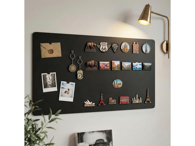 Magnetic Board for Wall 39.4' x 19.7': Extra Large Black Display Board for Travel & Souvenir Magnet Collections Heavy Duty Metal Panel for...