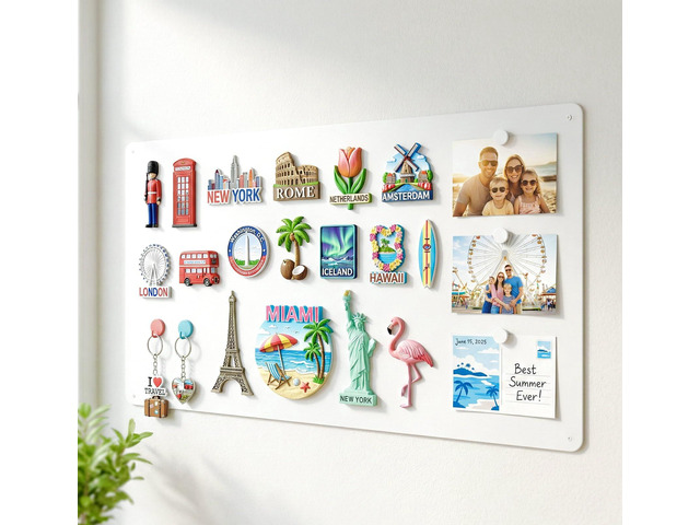 Magnetic Board for Wall 19.7' x 39.4': Extra Large White Display Board for Travel Magnet & Souvenir Collection Heavy Duty Metal Panel for Mudroom...