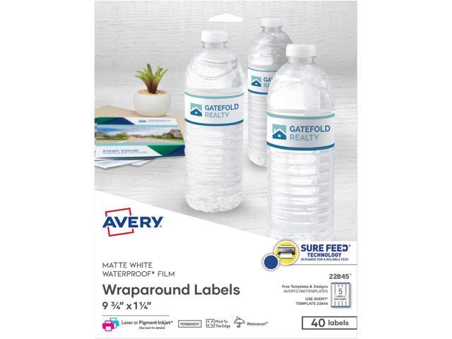 Durable Waterproof Wraparound Rectangle Labels with Sure Feed Technology,1-1/4' x 9-3/4',Matte White,40 Customizable Labels for Laser and...