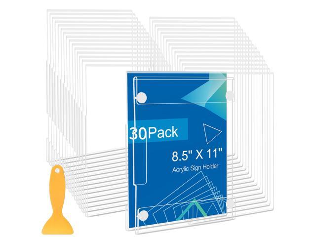 30 Pack Acrylic Sign Holder 8.5 x 11 Wall Mount, Vertical & Horizontal Use, Wall Sign Holder Memo Document Menu Holder for Office Store Restaurants.