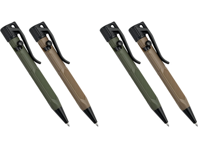 Weatherproof Olive Drab and Flat Dark Earth Mini Bolt-Action Pens - Black Ink, 2 Count (No. TAC20) (Pack of 2)