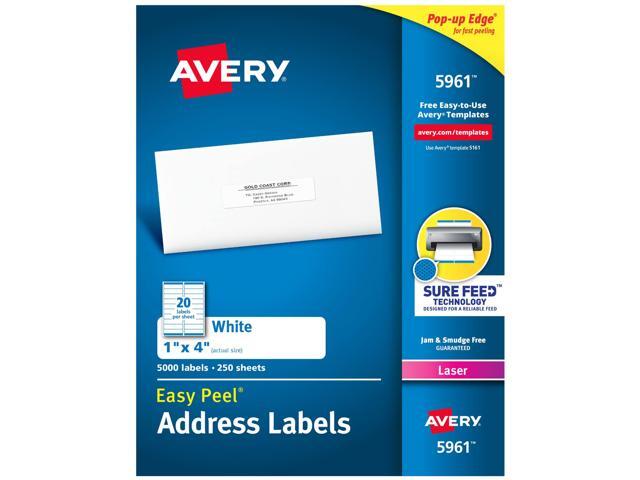 Easy Peel Printable Address Labels with Sure Feed, 1' x 4', White, 5,000 Blank Mailing Labels (05961)