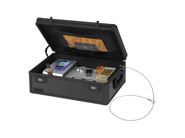 Locking Storage Chest with Dual Combination Lock-Small Lock Box for Laptops, Tablets & Valuables, Lockable Storage Box with Code, Keyless Lockbox.