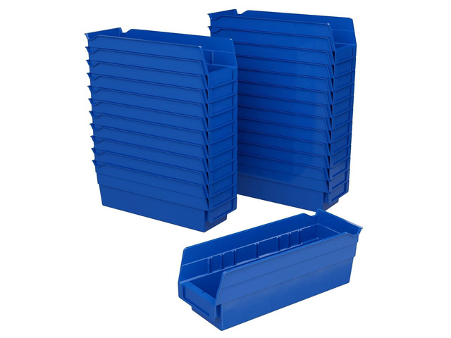30120 Heavy Duty Plastic Shelf Bins, 12'x 4'x 4', Blue, 24-Pack Heavy Duty Nesting Storage Bins for Garage, Closet, Refrigerator, Kitchen,...