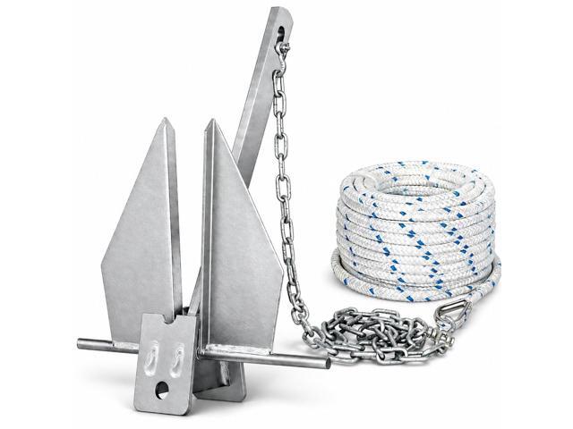 Galvanized Fluke Anchor Kit Includes Anchor Chain, Rope and Shackles, for Pontoons, Dinghies, Fishing Boats, Bass Boats, Sport Boats, Sport Yachts,...