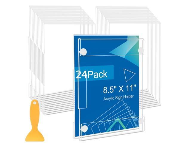 24 Pack Acrylic Sign Holder 8.5 x 11 Wall Mount, Vertical & Horizontal Use, Wall Sign Holder Memo Document Menu Holder for Office Store Restaurants.