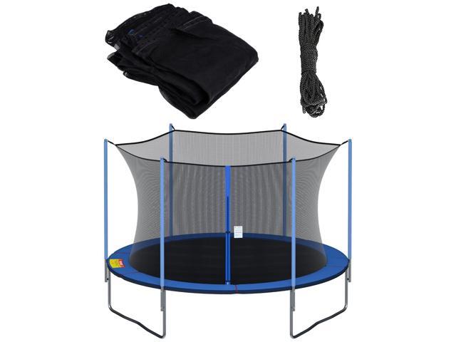 Round Trampoline Replacement Safety Net for 6 Straight Poles UV-Resistant, Breathable, Weather-Resistant, with Adjustable Straps, Zippers,.