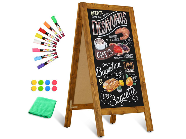 Double-Sided Magnetic 40' x 20' Yellowish-Brown Chalkboard Sign Wooden A-Frame Sign, Sandwich Board Signs Outdoor, Chalkboard Easel, Menu Board for...