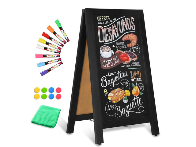 Wooden A Frame Sign, 40' x 20' Black Magnetic Sandwich Chalk Board Double-sides Chalkboard Easel Signs, Outdoor Menu Sidewalk Sign for Bussiness,...