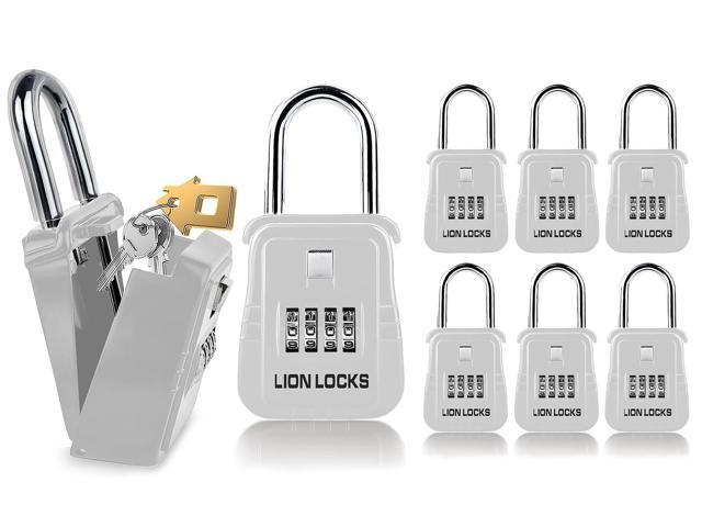 1500 Key Lock Box with Code, Lockbox for Keys Outdoor, Realtor Lock Box for Short-Term Rentals, Holds 5 Keys (6 Pack, White)
