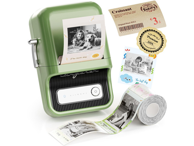 B21 Pro 300 DPI Bluetooth Label Maker with Tape, Green Portable Thermal Label Printer, Retro Sticker Printer for DIY Crafts, Notes, Scrapbook,...