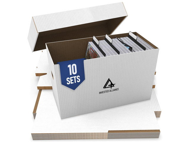 Premium Short Comic Book Storage Box Organizer with Lid Thick Cardboard Comic Storage Box For Collectibles Fits 150-175 Current/Silver Age, Heavy...
