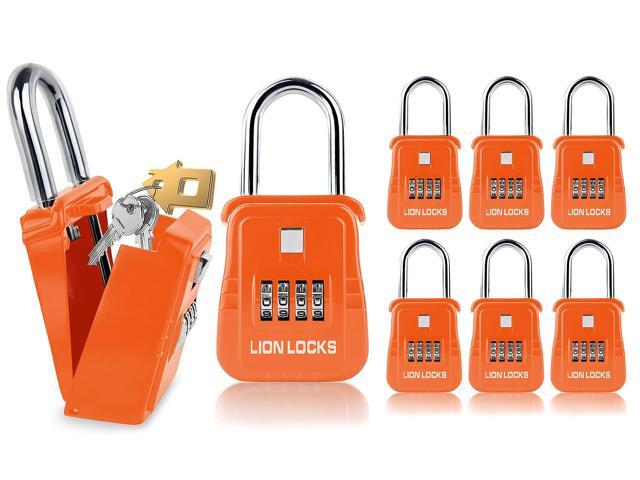 1500 Key Lock Box with Code, Lockbox for Keys Outdoor, Realtor Lock Box for Short-Term Rentals, Holds 5 Keys (6 Pack, Orange)
