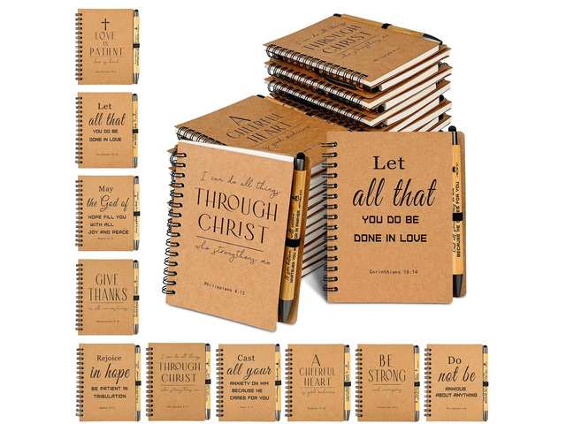 60 Sets of Christian Spiral Notebooks Bulk Prayer Journals with Pens Small Notepad (5.43x4.33) - Christian Gifts for Church Members, Bible Study...