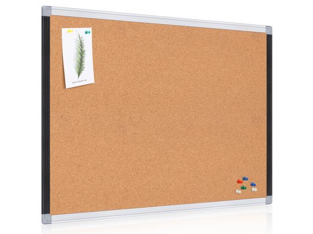 Large Cork Bulletin Board 36' x 48', Black/Sliver Aluminium Framed Corkboard, 4 x 3 Office Board for Wall Decor, Wall Mounted Notice Pin Board with.