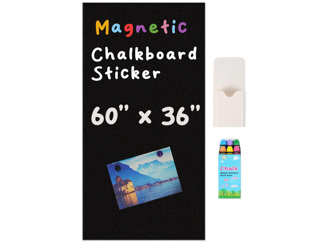 Magnetic Chalkboard for Wall 60' x 36' Self Adhesive Blackboard Wallpaper Peel and Stick Wall Decal Roll with Starter Kit for Home School