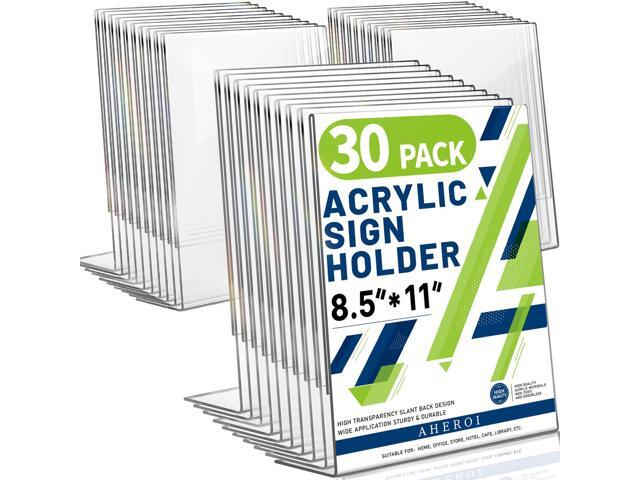 Acrylic Sign Holder 8.5x11, Plastic Sign Holder Table Frames 30Pcs Vertical Acrylic Stands for Display,Clear Flyer Display Picture Frame Document.
