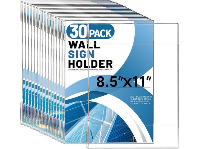 Acrylic Sign Holder 8.5x11 Wall Mount, Wall Sign Flyer Holder 30Pcs Clear Wall Mount Paper Holder,Acrylic Picture Frame with 60 Tape, No Drilling...