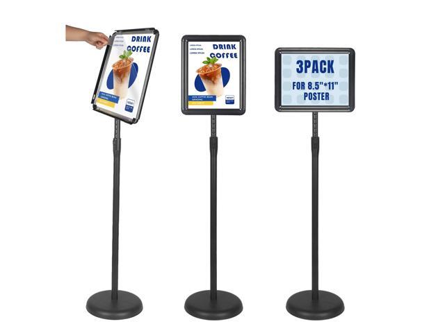 3PACK Sign Stand Holder Floor Sign Holder with Base for 8.5x11 inches,Both Vertical & Horizontal View Displayed,Snap-Open Frame with Safety Corner...