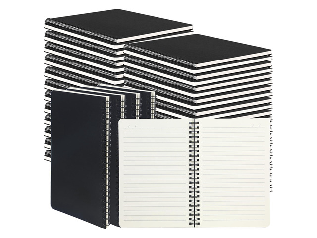 60 Packs A5 Spiral Notebooks, Black Ruled Notebooks Bulk, 8.0'×5.6', 60 Sheets/120 Pages, Hardcover Lined Journal Notepad Travel Notebooks for...