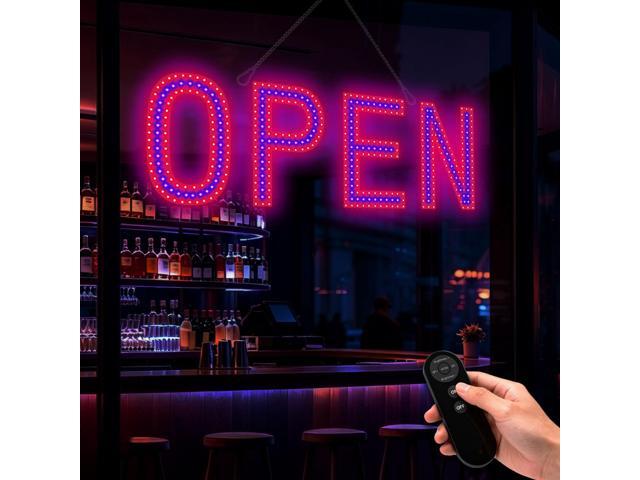 LED Open Signs for Business, 30'x10' Large Ultra Bright Open Sign with Remote Control, Dimmable Business Open Sign for Store Shop Storefront Window...