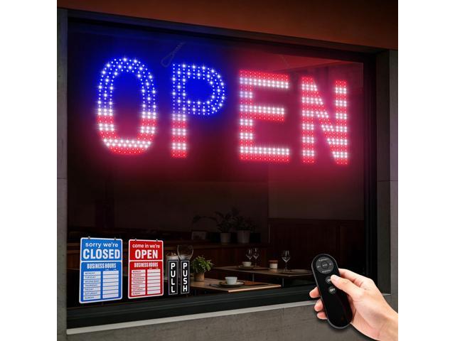LED Open Signs for Business, 30'x10' Large Bright Open Sign with Remote and 12 Scene Modes, Light Dimmable Business Open Sign for Window Store Shop.