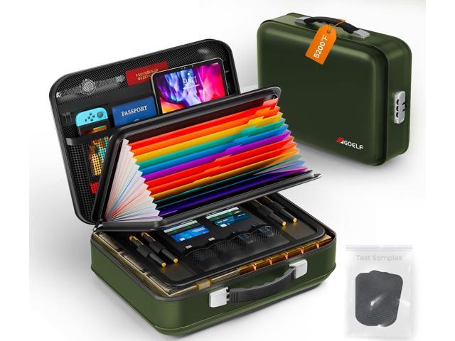 Fireproof Document Box with Lock, 5200°F Fireproof Water Resistant Hard Case File Organizer Safe Box for Important Documents, Certificates, Laptop,.