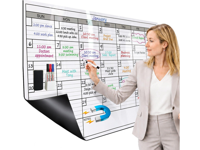 Extra Large Magnetic Dry Erase Calendar for Wall, 25' x 38' Jumbo Monthly Whiteboard Calendar, Double-Sided Magnetic One Month Planner with Big...