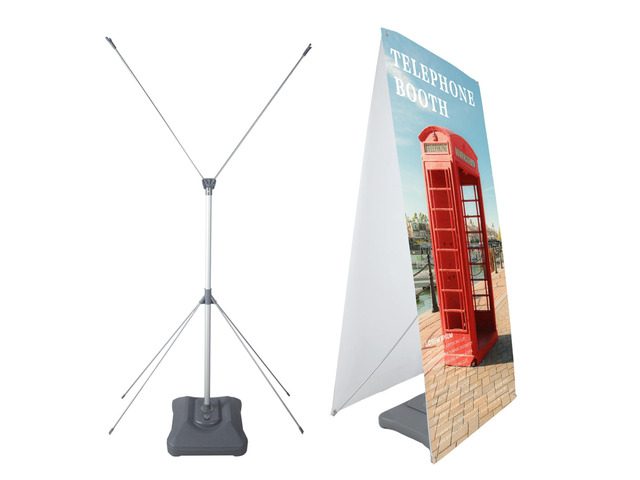 Double Sided X Banner Stand with Water Base Adjustable Fit Banner Size from 23'X63' to 32'X78' for Outdoor Sidewalk,Trade Show & Retail Advertising