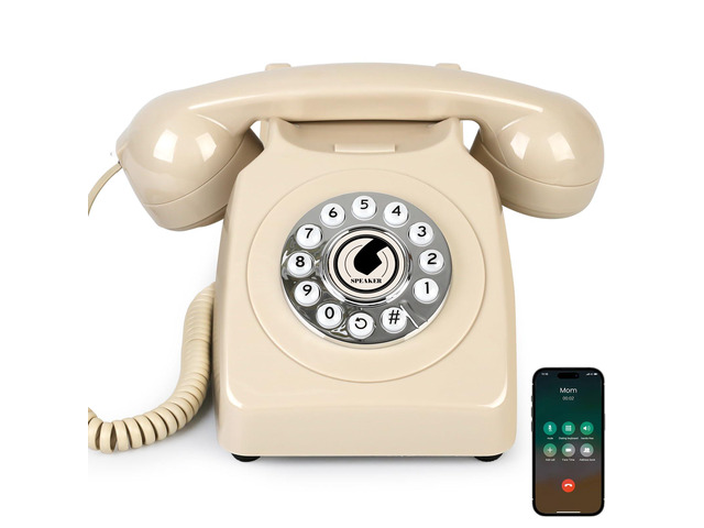 Bluetooth Landline Phone with Handset and Speakerphone, Retro Bluetooth Home Phone, Classic Bluetooth Desk Phone, Cordless Bluetooth Telephone with...