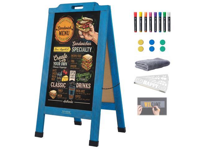 Magnetic Portable A-Frame Chalkboard Signs, 40' x 20' Large Wood Sandwich Board Signs Outdoor, Double-Sided Sidewalk Standing Chalk Board for...