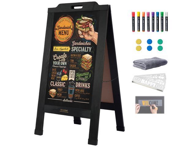 Magnetic Portable A-Frame Chalkboard Signs, 40' x 20' Large Wood Sandwich Board Signs Outdoor, Double-Sided Sidewalk Standing Chalk Board for.