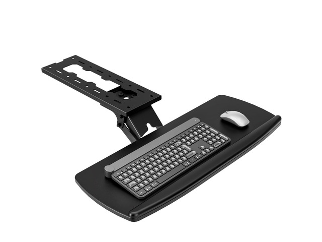 Keyboard Tray Under Desk with Storage Drawer, Height Adjustable Keyboard Tray Slide Out 360° Swivel Tilt, Ergonomic Under Desk Mount Keyboard &...