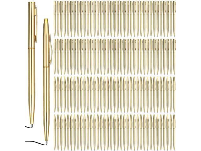 150 Pack Gold Pens Bulk Gold Metal Slim Ballpoint Pens Retractable Black Ink 1.0 mm Ballpoint for Wedding Business Office Writing Supplies