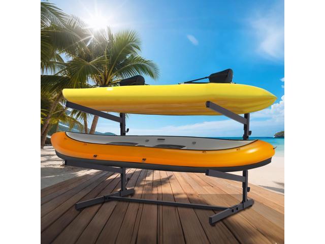 Kayak Storage Rack, Heavy Duty 2 Level Freestanding Rack for Garage and Outdoor Storage, Holds Kayak, Canoe, Surfboard & Paddleboard, Steel...