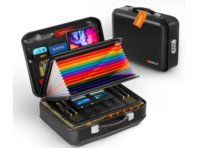 Fireproof Document Box with Lock, 5200°F Fireproof Water Resistant Hard Case File Organizer Safe Box for Important Documents, Certificates, Laptop,.