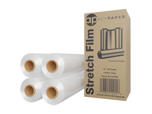 18' Stretch Film/Wrap 1200 feet 80 Gauge Industrial Strength, up to 800% Stretch 20 Microns Clear Cling Durable Adhering Packing Moving Packaging...