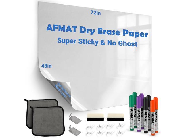 White Board Dry Erase Paper, 72' x 48' Large Whiteboard Wallpaper, with 8 Markers, Stain-Proof & Super Sticky, No Ghost, 6' x 4' Peel and Stick Dry...