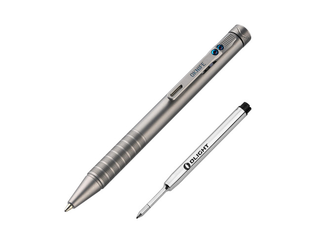 B1 Ti Titanium Pen with 2-in-1 Clip, 2 pcs Refills Bolt Action EDC Pen with Built-in Spinning Top for Smooth Writing and Everyday Carry (Titanium)