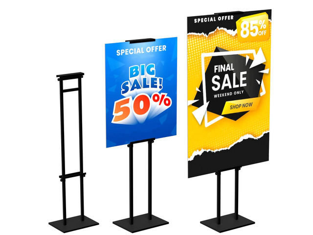 2Pack Poster Stand for Display, Adjustable Floor Stand Sign Holder Pedestal Sign Stand, Heavy Duty Banner Stand with Non-Slip Base, Height Up to...