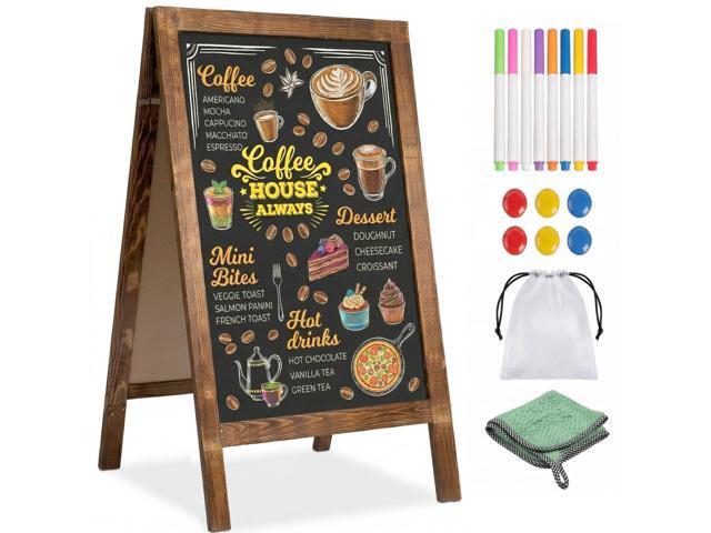 Double-Sided A-Frame Chalkboard Sign 40x20, Magnetic Sidewalk Sign with Solid Pine Wood Frame, Large Chalkboard Easel Menu Board for Restaurants,...